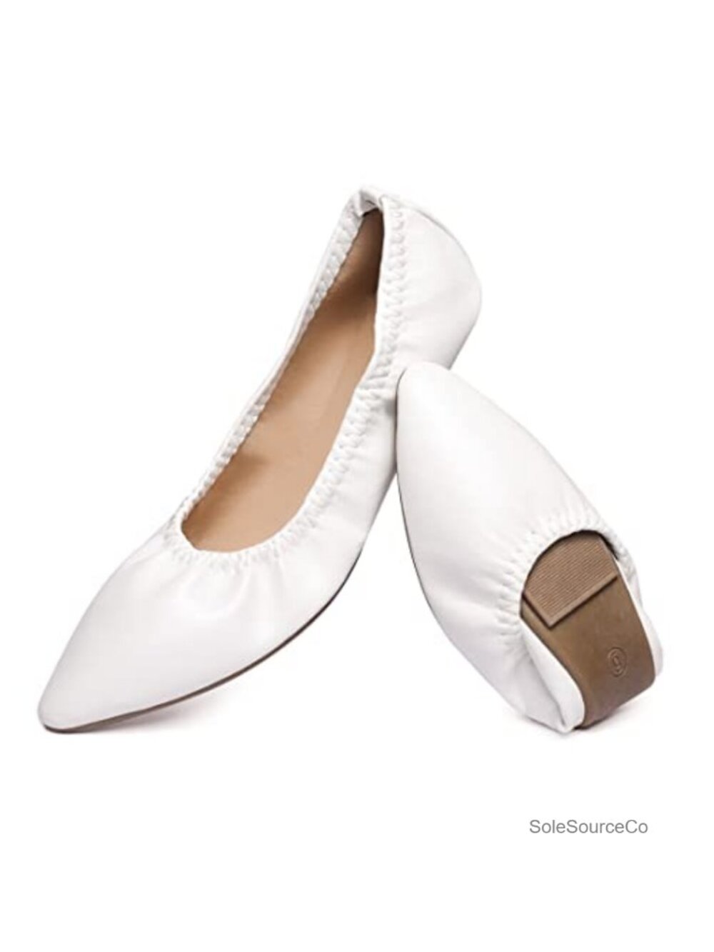 Foldable Ballet Flats for Women Faux Leather Non-Slip Travel Walking Shoes
